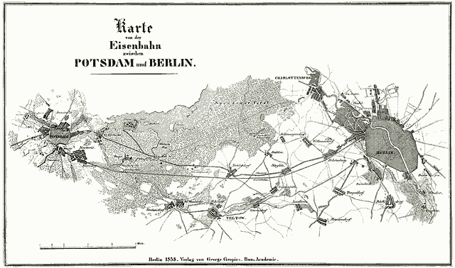 Karte von der Eisenbahn zwischen Berlin und Potsdam